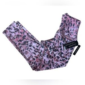 NWT Evolution and Creation Women S High Waisted Pink Leopard Print 7/8 Leggings